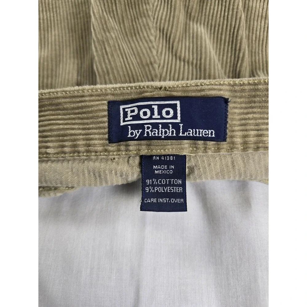 Polo Ralph Lauren Pants Mens‎ 36x32 Beige Corduroy Pleated Dress Polo Cords